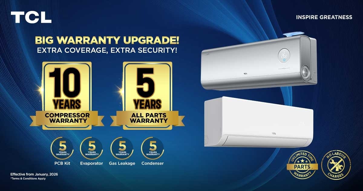 TCL announces 10-year compressor, 5-year parts warranty for air conditioners in Pakistan