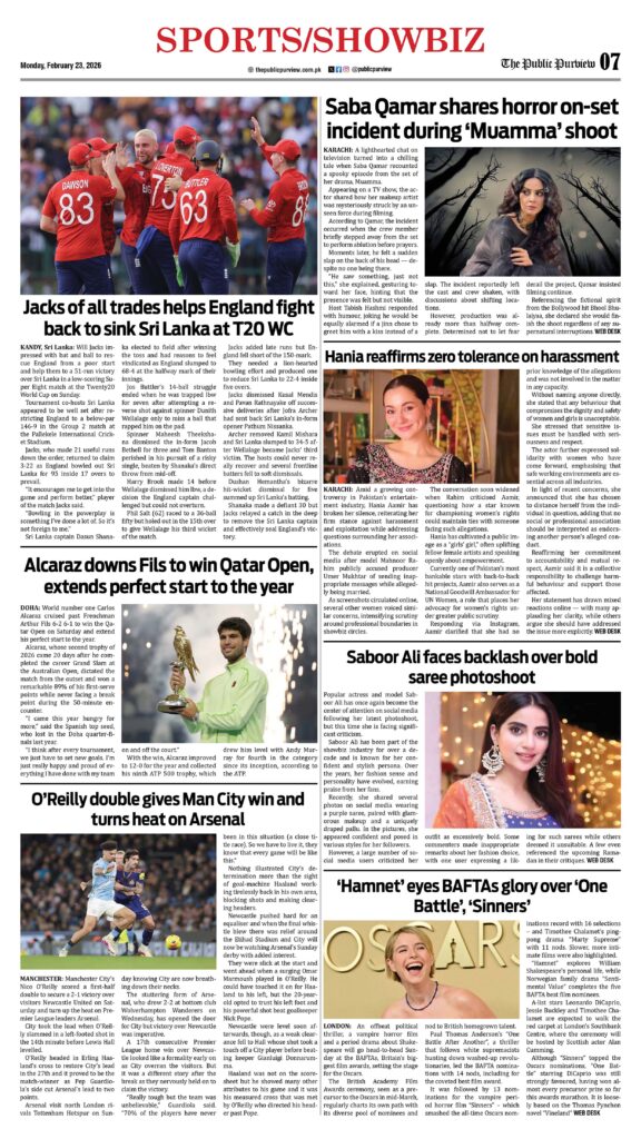 Sports/Showbiz 23-02-2026