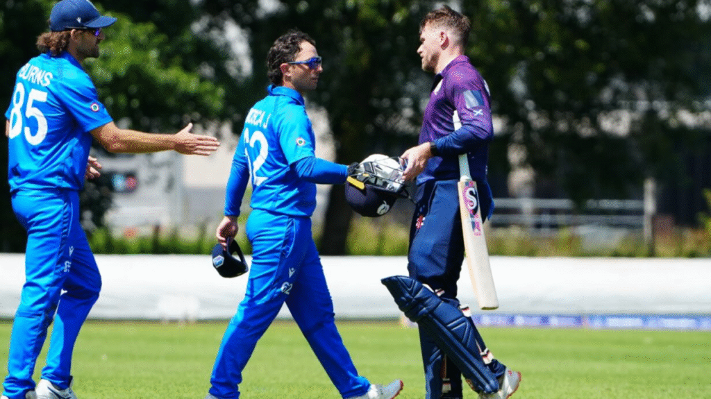 Scotland dominate Italy in T20 World Cup 2026 match in Kolkata Scotland cricket team celebrate victory over Italy in their ICC Men’s T20 World Cup 2026 match at Eden Gardens Kolkata.