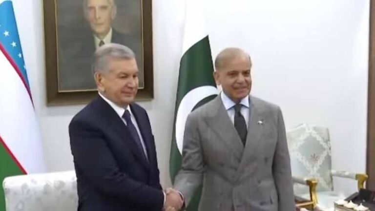 Uzbek President Shavkat Mirziyoyev announces a 10-year tax exemption for Pakistani traders during a business forum in Islamabad.