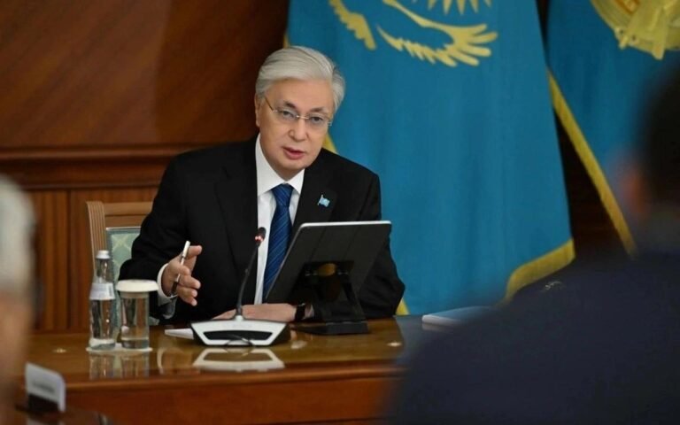 Kazakhstan President Kassym-Jomart Tokayev during official meeting after sending solidarity messages to Gulf leaders.