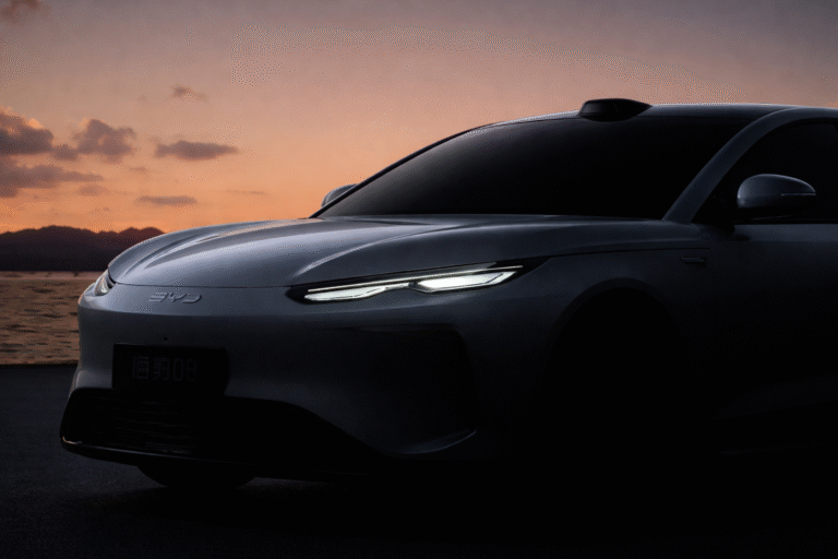 BYD Seal 08 flagship electric sedan teaser image ahead of March 5 global debut.