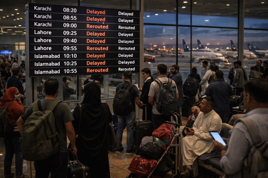 Routes Pakistanis can use to return from Gulf countries amid Middle East flight disruptions Map showing alternative air routes Pakistanis can use to travel from Gulf countries to Pakistan during flight disruptions.