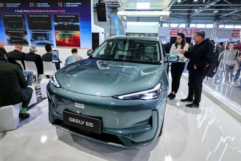 Chinese carmakers display electric and hybrid vehicles at the Hungary International Automobile Show.