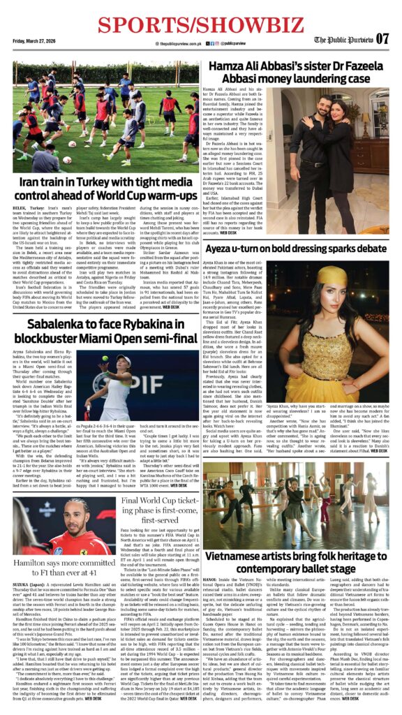 Sports/Showbiz 27-03-2026
