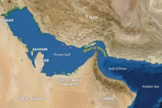 Strait of Hormuz shipping route where Iran reportedly began laying naval mines near a key global oil corridor.