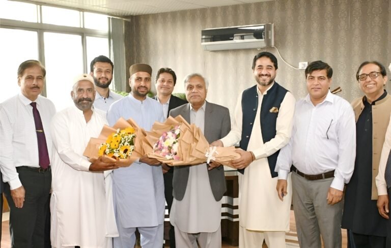 Arid University VC felicitates officials on performing Umrah at Rawalpindi campus.