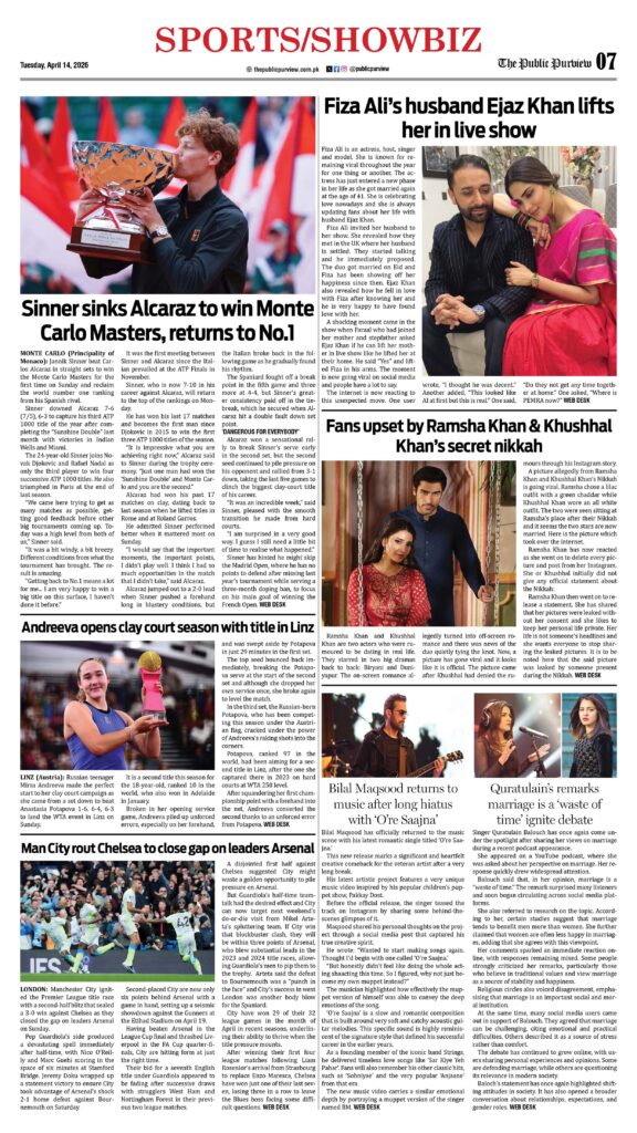 Sports/Showbiz 14-04-2026