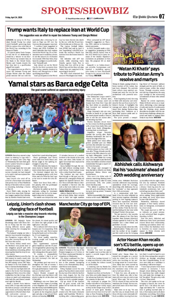 Sports/Showbiz 24-04-2026