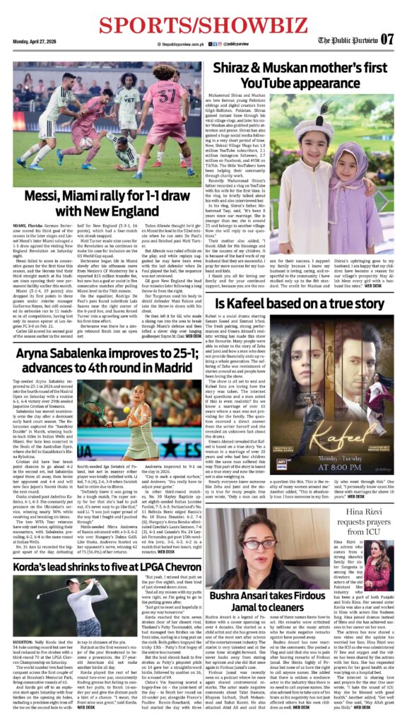 Sports/Showbiz 27-04-2026