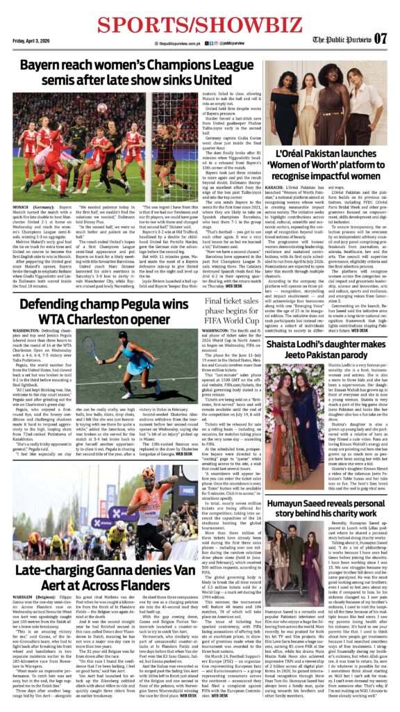 Sports/Showbiz 03-04-2026