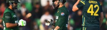 Pakistan and Australia players prepare for the opening ODI match at Rawalpindi Cricket Stadium.