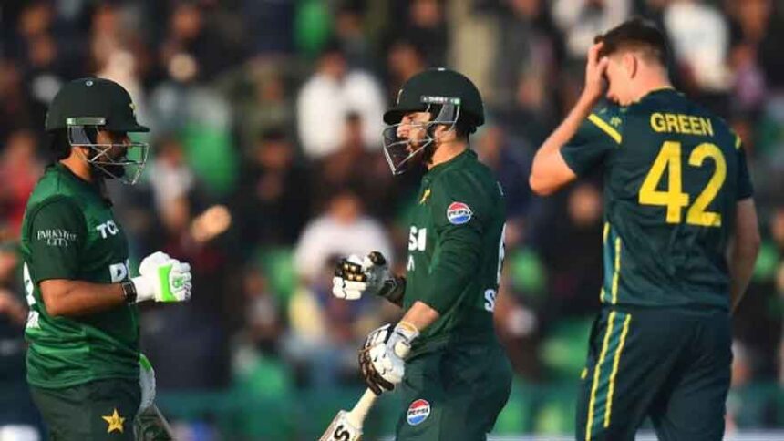 Pakistan and Australia players prepare for the opening ODI match at Rawalpindi Cricket Stadium.