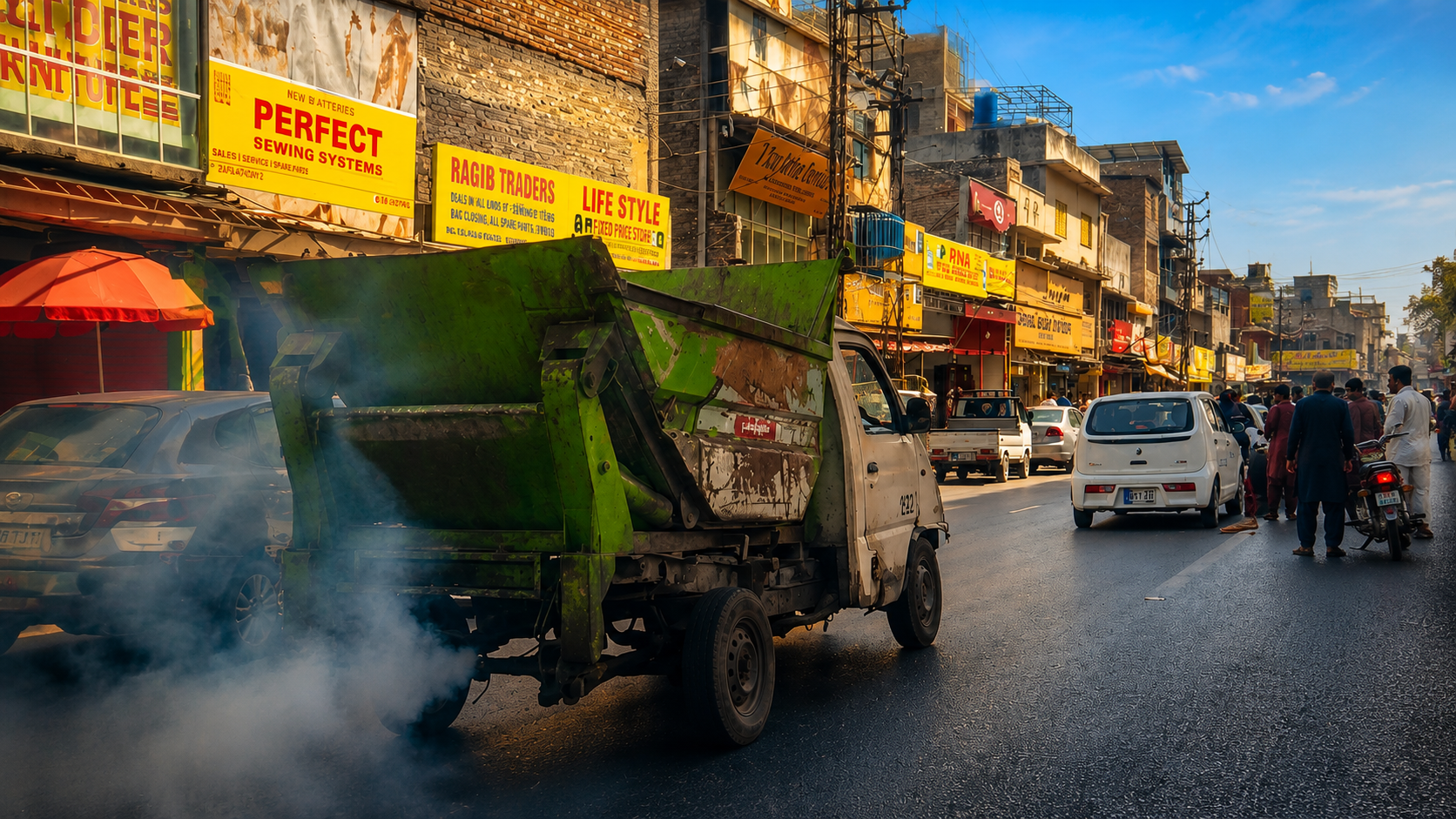 Smoke-emitting Suthra Punjab vehicle raises questions over clean-city claims in Rawalpindi