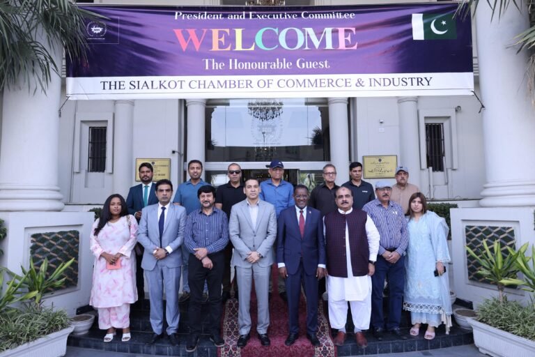Ethiopian Ambassador Oumer Hussien Oba during his visit to the Sialkot Chamber of Commerce and Industry