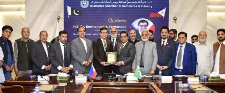 The Philippines ambassador discusses trade and investment cooperation with ICCI members in Islamabad.