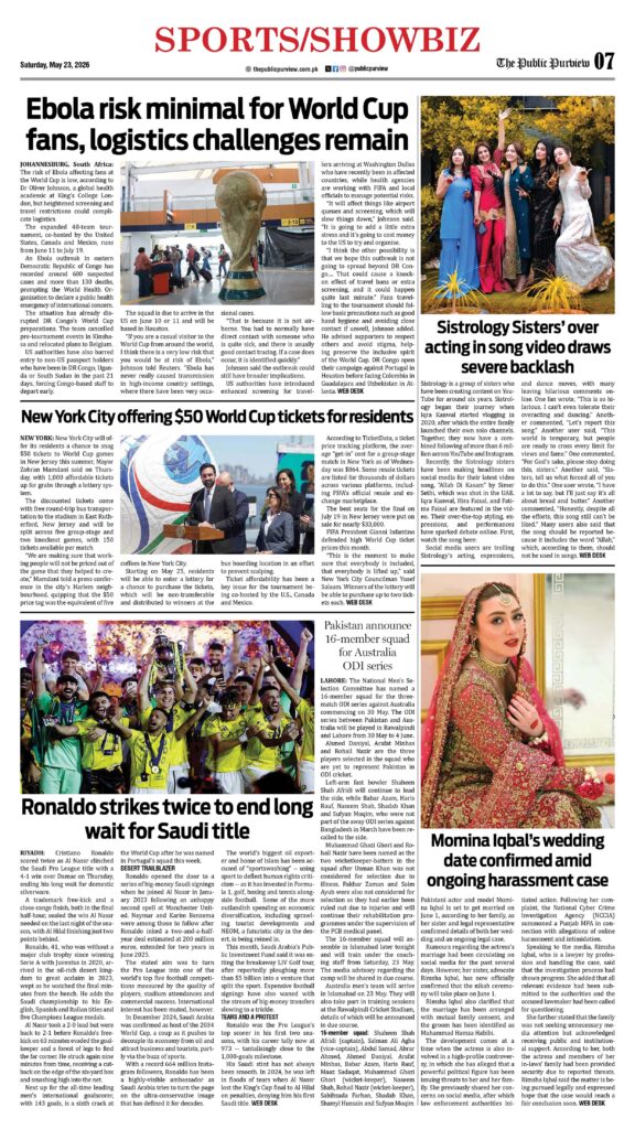 Sports/Showbiz 23-05-2026