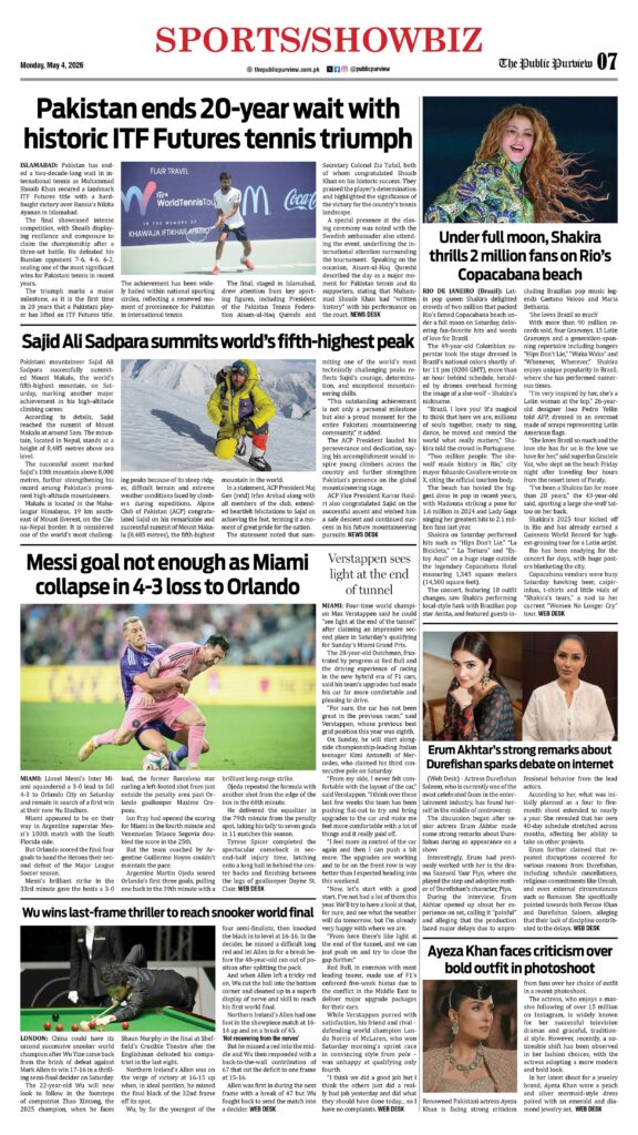 sports/showbiz 04-05-2026
