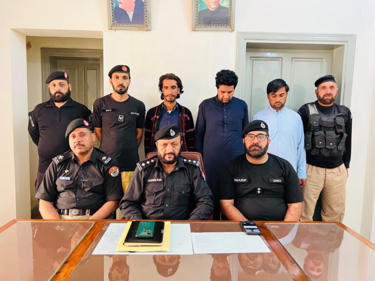 Police officers investigate an alleged gang-rape case in Swat’s Matta tehsil.