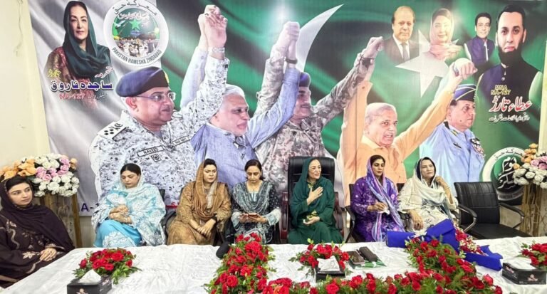 Participants attending an anniversary ceremony marking Maarka-e-Haq and Bunyan-un-Marsoos in Lahore, Pakistan.