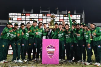 Pakistan women’s cricket team celebrate after a series win ahead of the ICC Women’s T20 World Cup 2026.