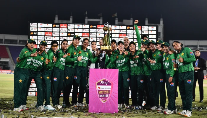 Pakistan women’s cricket team celebrate after a series win ahead of the ICC Women’s T20 World Cup 2026.
