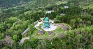 Giant panda-themed tourism area in Baoxing county, Sichuan, where conservation supports biodiversity and sustainable local development.