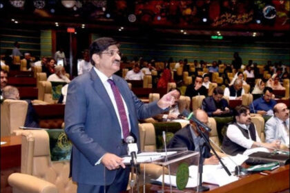 Sindh Chief Minister Murad Ali Shah presents the Sindh budget 2026-27 in the provincial assembly.
