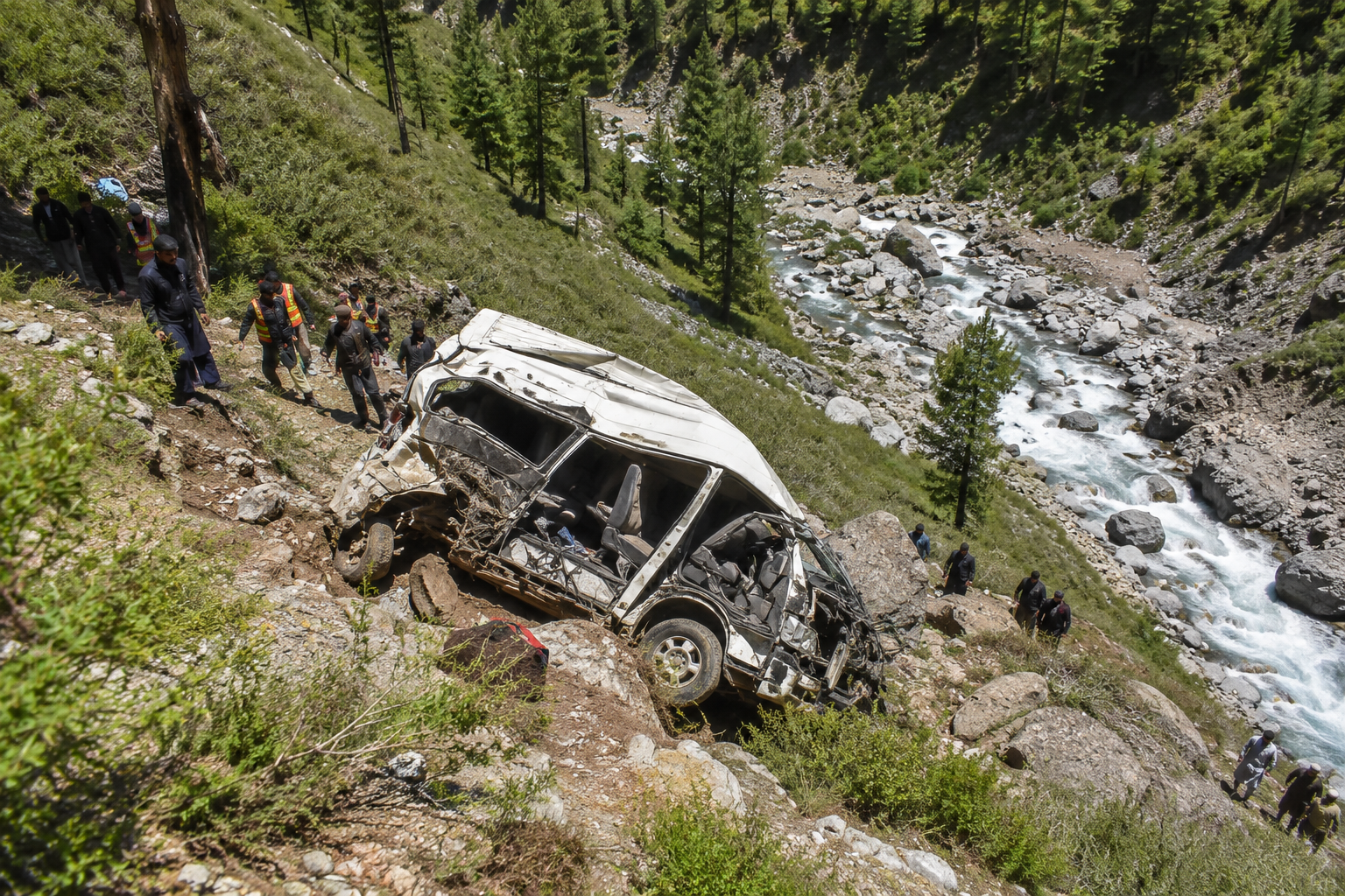 Seven killed after tourist vehicle plunges into ravine near Fairy Meadows