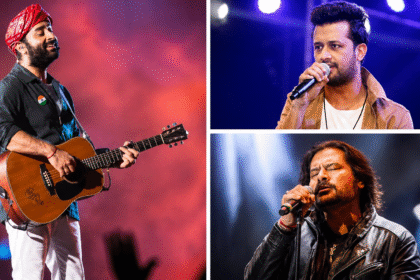 Arijit Singh performs on stage and praises Atif Aslam and Shafqat Amanat Ali during a concert in Abu Dhabi.