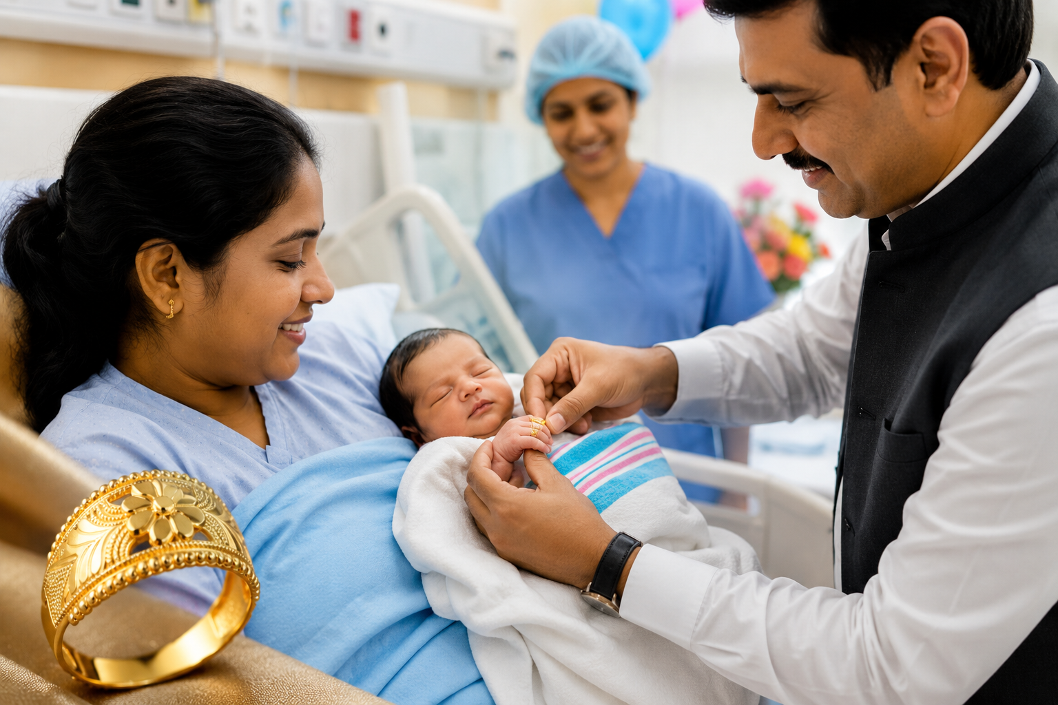 Gold Rings for   new Babies Born in Government Hospitals