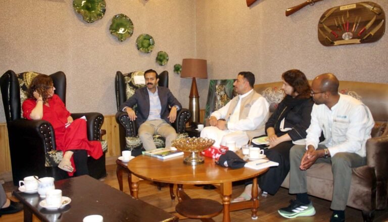 Officials and UNICEF representatives discuss child protection services during a meeting in Chitral.