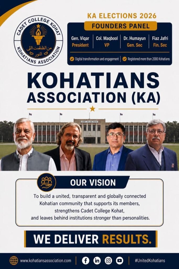 Kohatians Association Completes First Ever Democratic Election Kohatians Association completes its first democratic election through electronic voting, electing Dr Viqar Ahmed Khan as president.