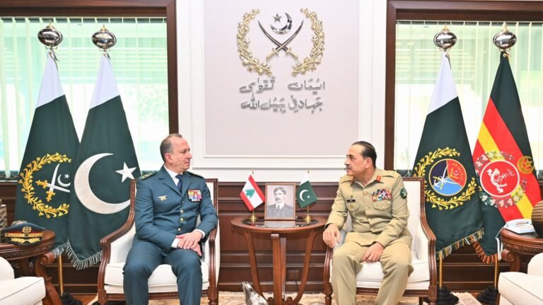Lebanese Army chief meets Asim Munir at GHQ during talks on defence cooperation and regional security.