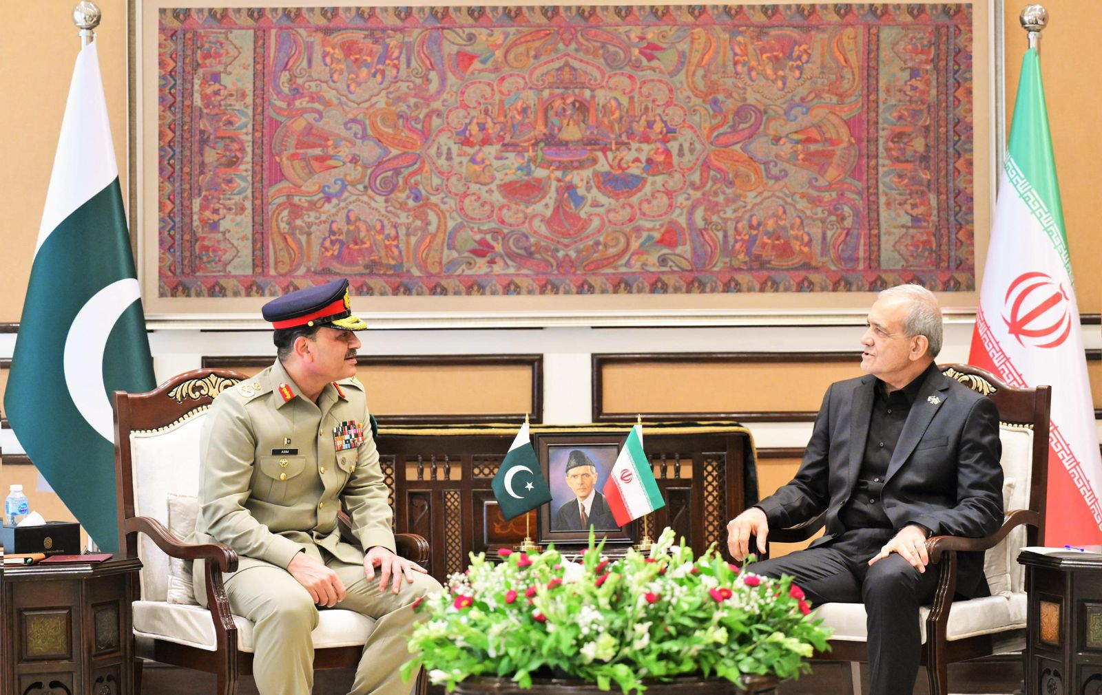 Pakistan, Iran reaffirm commitment to regional peace as Field Marshal Asim Munir meets President Pezeshkian
