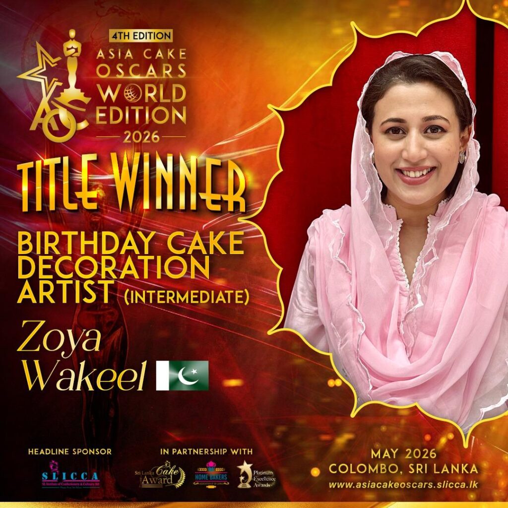 Pakistani baker Zoya Wakeel wins Asia Cake Oscar 2026 in Sri Lanka