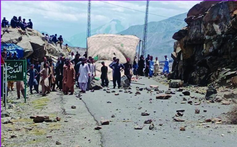 Karakoram Highway closed due to landslides and protests leaving travellers stranded in Gilgit-Baltistan northern Pakistan.