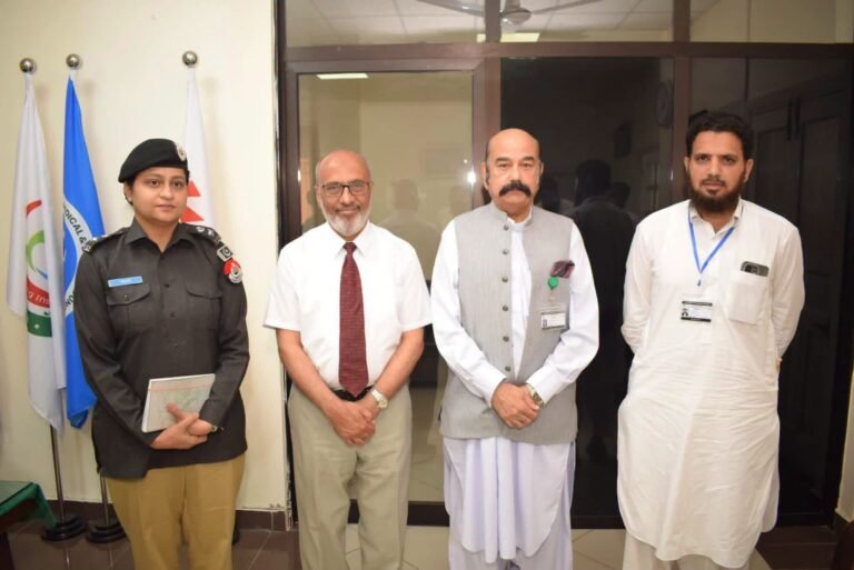 SP Investigation Mardan Maria Mustafa visiting Bacha Khan Medical College to strengthen forensic and police collaboration.