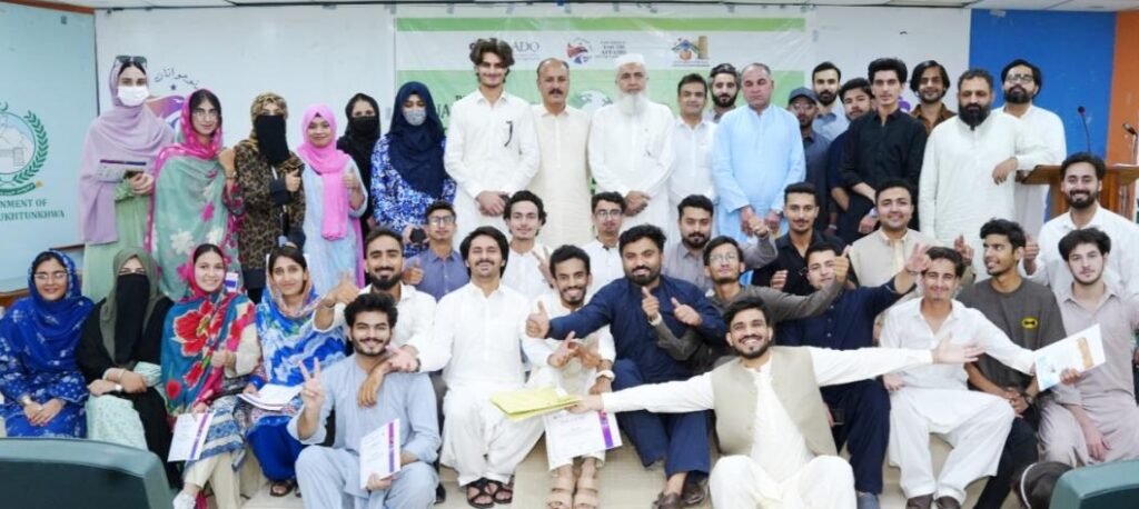 Participants attend the launch of Fitrat-e-Muhafiz during a World Environment Day event in Peshawar.