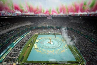 Performers entertain fans during the FIFA World Cup 2026 opening ceremony in Mexico City.