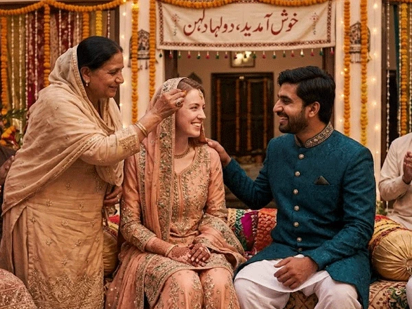 An American woman converted to Islam and married a Pakistani man in Sialkot after a relationship that began on social media.