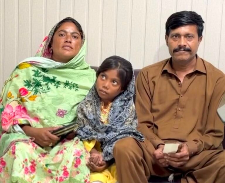 A child receiving thalassemia treatment at Hamza Foundation after showing significant improvement without blood transfusions for one year.
