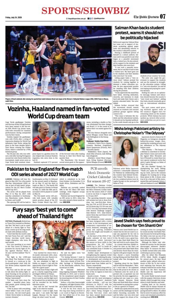 Sports/Showbiz 24-07-2026