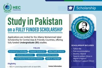 HEC announces fully funded Allama Muhammad Iqbal Scholarships 2026 for students from Central Asia and friendly countries to study at public universities in Pakistan.