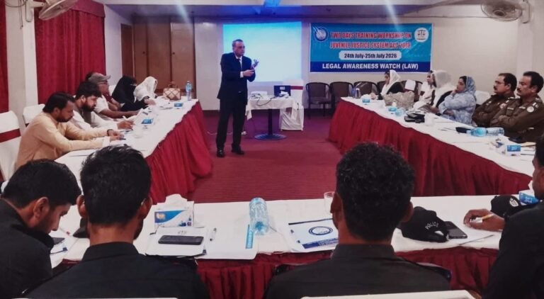 Legal experts and officials attend a Bahawalpur workshop on the Juvenile Justice System Act 2018 and children’s legal rights.