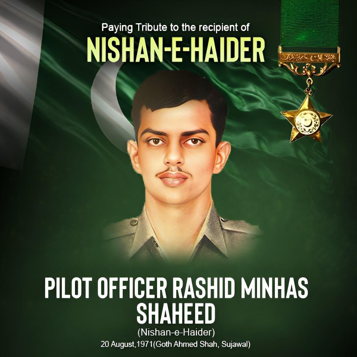 Armed Forces pay tribute to Rashid Minhas Shaheed on 55th martyrdom anniversary