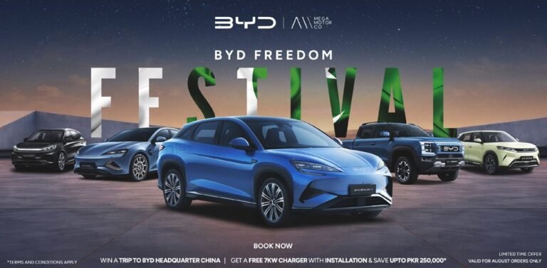 BYD Pakistan Launches Freedom Festival With Free Home Charger Offer BYD Pakistan Freedom Festival offers a complimentary 7kW home charger and installation on eligible vehicle bookings in August 2026.