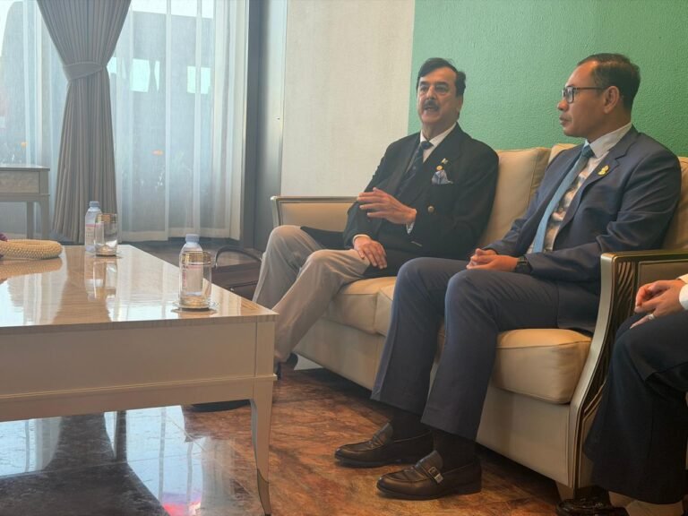 Yousaf Raza Gilani arrives in Cambodia for the second Inter-Parliamentary Speakers’ Conference in Phnom Penh.