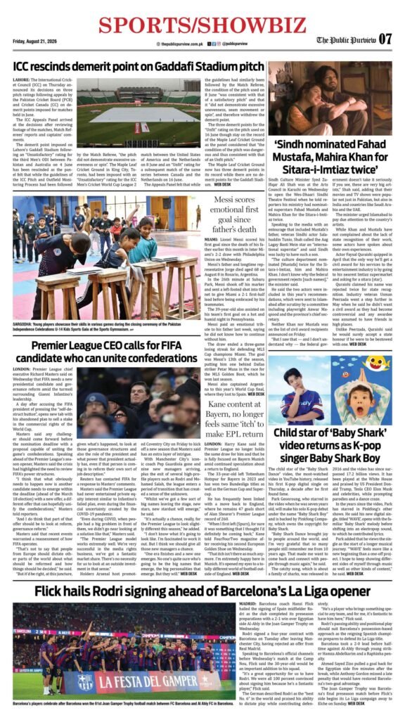 Sports/Showbiz 21-08-2026