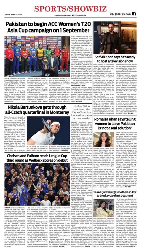 Sports/Showbiz 29-08-2026